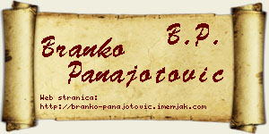 Branko Panajotović vizit kartica